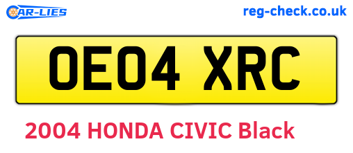 OE04XRC are the vehicle registration plates.