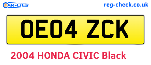 OE04ZCK are the vehicle registration plates.