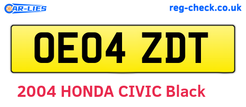 OE04ZDT are the vehicle registration plates.