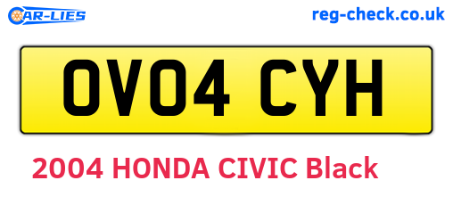 OV04CYH are the vehicle registration plates.