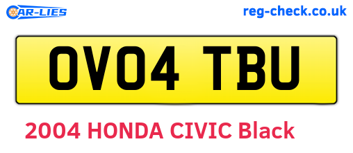 OV04TBU are the vehicle registration plates.