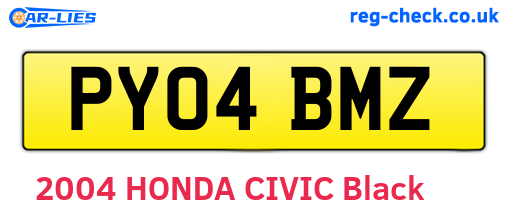 PY04BMZ are the vehicle registration plates.