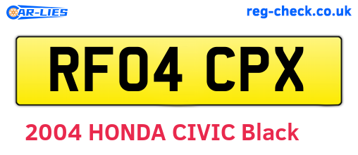 RF04CPX are the vehicle registration plates.