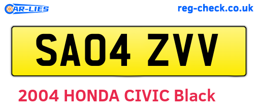 SA04ZVV are the vehicle registration plates.
