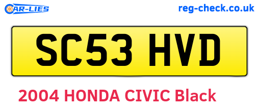 SC53HVD are the vehicle registration plates.