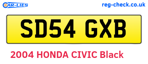 SD54GXB are the vehicle registration plates.