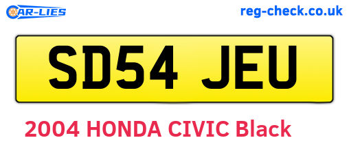 SD54JEU are the vehicle registration plates.