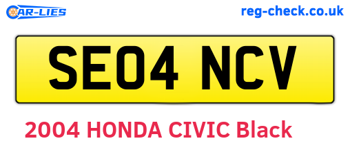 SE04NCV are the vehicle registration plates.
