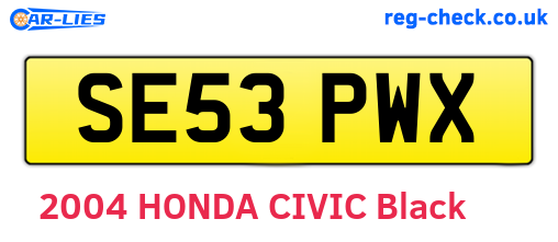 SE53PWX are the vehicle registration plates.