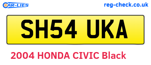 SH54UKA are the vehicle registration plates.