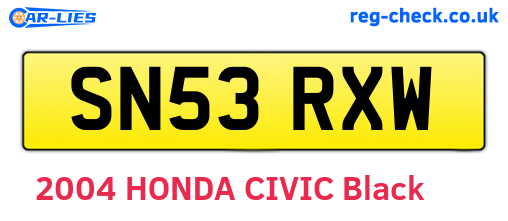 SN53RXW are the vehicle registration plates.