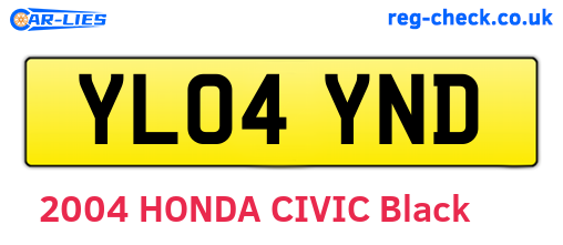 YL04YND are the vehicle registration plates.