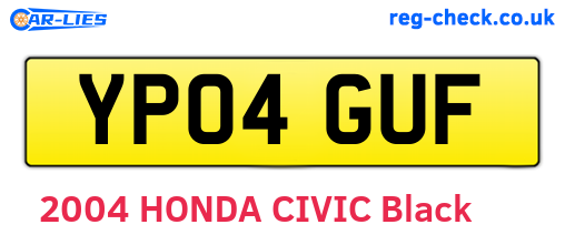 YP04GUF are the vehicle registration plates.