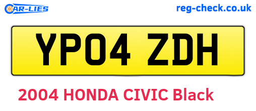 YP04ZDH are the vehicle registration plates.