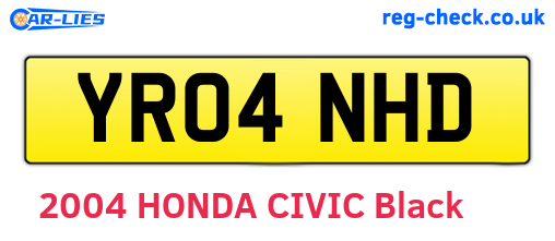 YR04NHD are the vehicle registration plates.