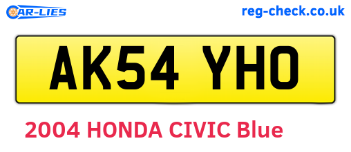 AK54YHO are the vehicle registration plates.