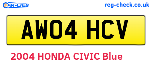 AW04HCV are the vehicle registration plates.