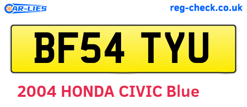 BF54TYU are the vehicle registration plates.