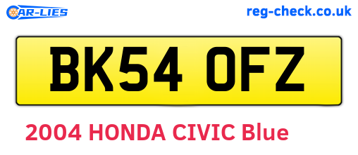 BK54OFZ are the vehicle registration plates.