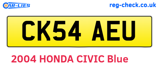 CK54AEU are the vehicle registration plates.
