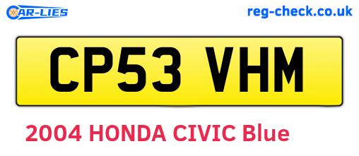 CP53VHM are the vehicle registration plates.