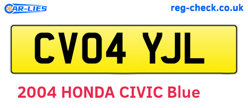 CV04YJL are the vehicle registration plates.