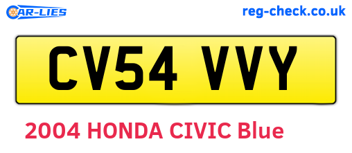 CV54VVY are the vehicle registration plates.