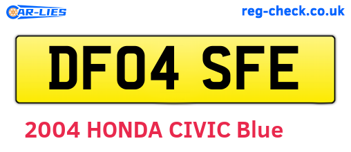 DF04SFE are the vehicle registration plates.