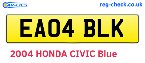 EA04BLK are the vehicle registration plates.
