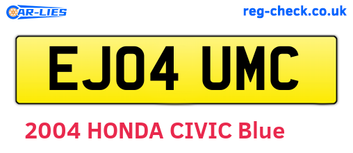 EJ04UMC are the vehicle registration plates.