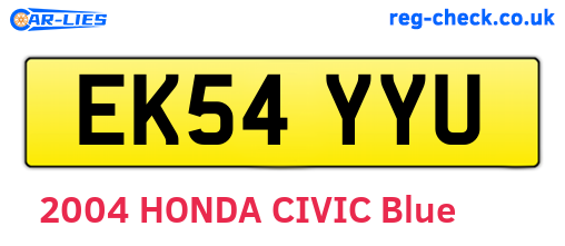 EK54YYU are the vehicle registration plates.