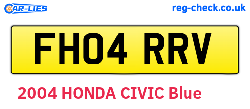 FH04RRV are the vehicle registration plates.