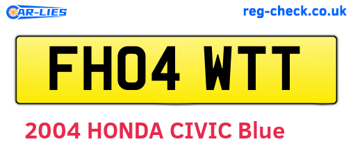 FH04WTT are the vehicle registration plates.