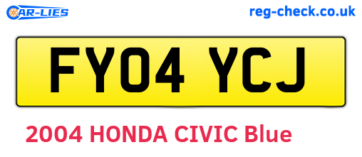 FY04YCJ are the vehicle registration plates.