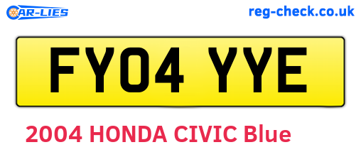 FY04YYE are the vehicle registration plates.