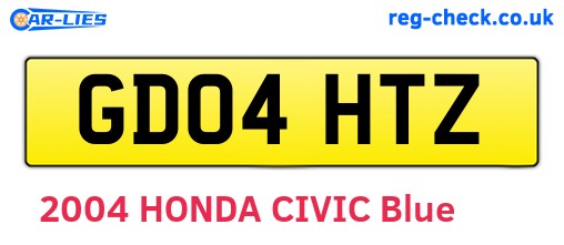 GD04HTZ are the vehicle registration plates.