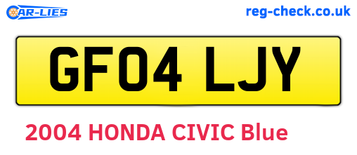 GF04LJY are the vehicle registration plates.