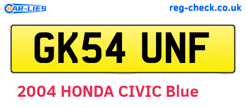 GK54UNF are the vehicle registration plates.