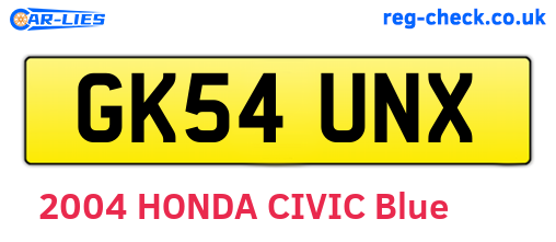 GK54UNX are the vehicle registration plates.