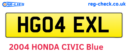 HG04EXL are the vehicle registration plates.