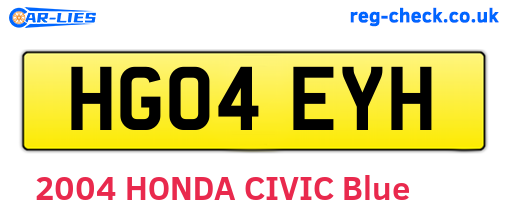 HG04EYH are the vehicle registration plates.