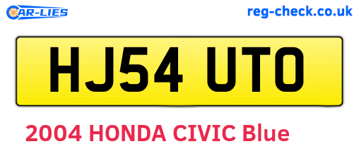 HJ54UTO are the vehicle registration plates.