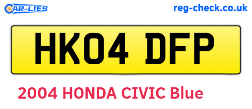 HK04DFP are the vehicle registration plates.