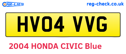 HV04VVG are the vehicle registration plates.