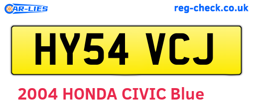 HY54VCJ are the vehicle registration plates.