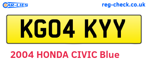 KG04KYY are the vehicle registration plates.