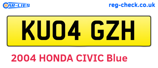 KU04GZH are the vehicle registration plates.