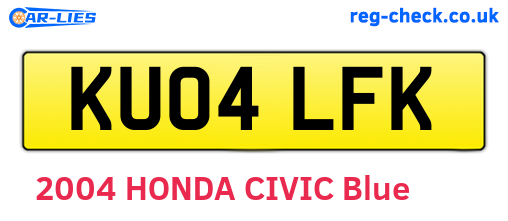 KU04LFK are the vehicle registration plates.