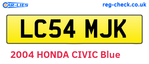 LC54MJK are the vehicle registration plates.