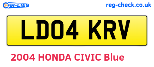 LD04KRV are the vehicle registration plates.